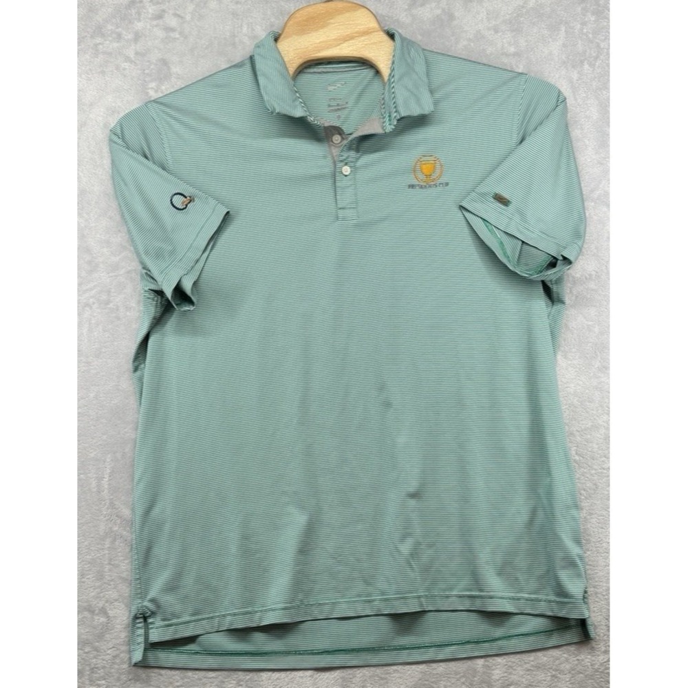 Nike Dri-Fit Golf Quail Hollow Presidents Cup Polo Shirt Green Striped Men's XL